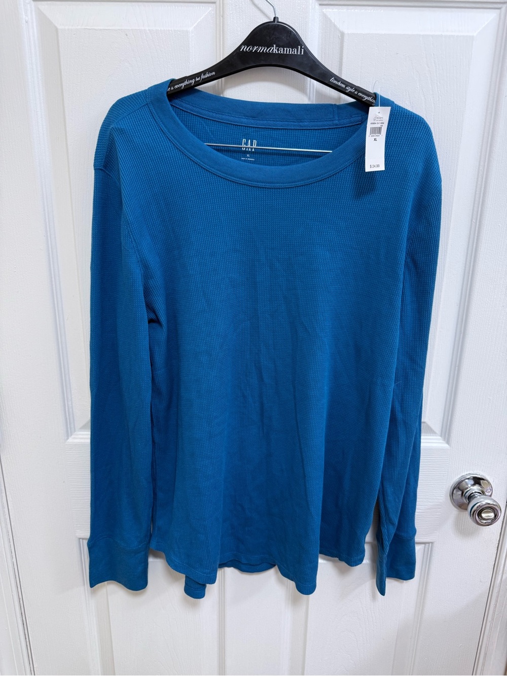 GAP Long Sleeve Thermal Top - Teal Blue Size XL